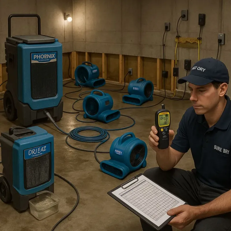 Structural Drying and Dehumidification process in Vicksburg, MS